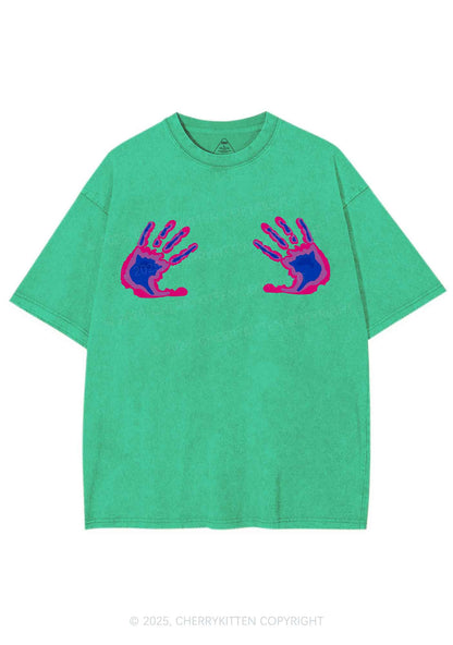 Bisexual Thermal Hands Pride Y2K Shirts Washed Tee Cherrykitten