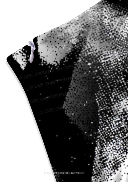 Halloween Gothic Skull Y2K Print Mini Skirt Cherrykitten