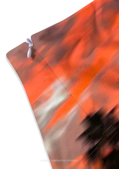 Sunset Palms Y2K Print Mini Skirt Cherrykitten