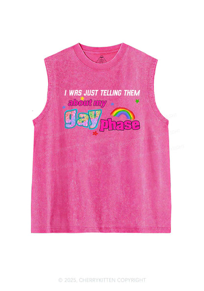 My Gay Phase Pride Y2K Washed Muscle Tank Cherrykitten