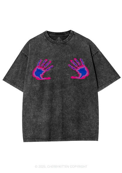 Bisexual Thermal Hands Pride Y2K Shirts Washed Tee Cherrykitten