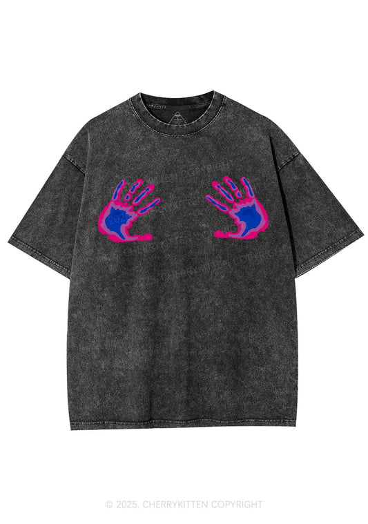 Bisexual Thermal Hands Pride Y2K Shirts Washed Tee Cherrykitten