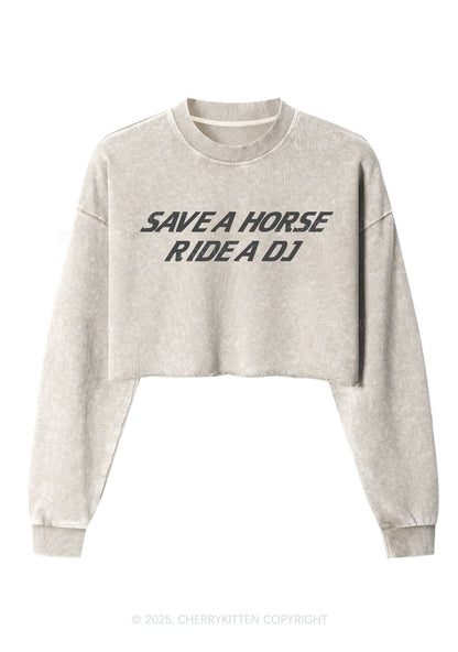 Ride A DJ Y2K Crop Washed Sweatshirts Cherrykitten