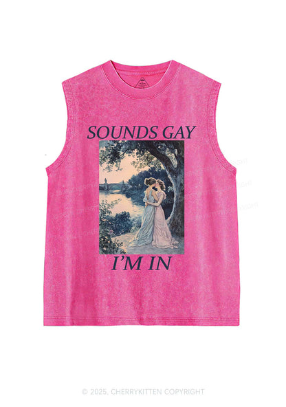 Sounds Gay Im In Pride Y2K Washed Muscle Tank Cherrykitten