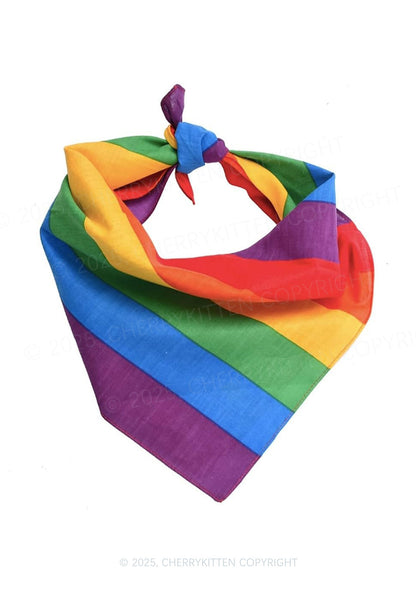 Bold  Stripe Rainbow Pride Y2K Square Bandana Cherrykitten