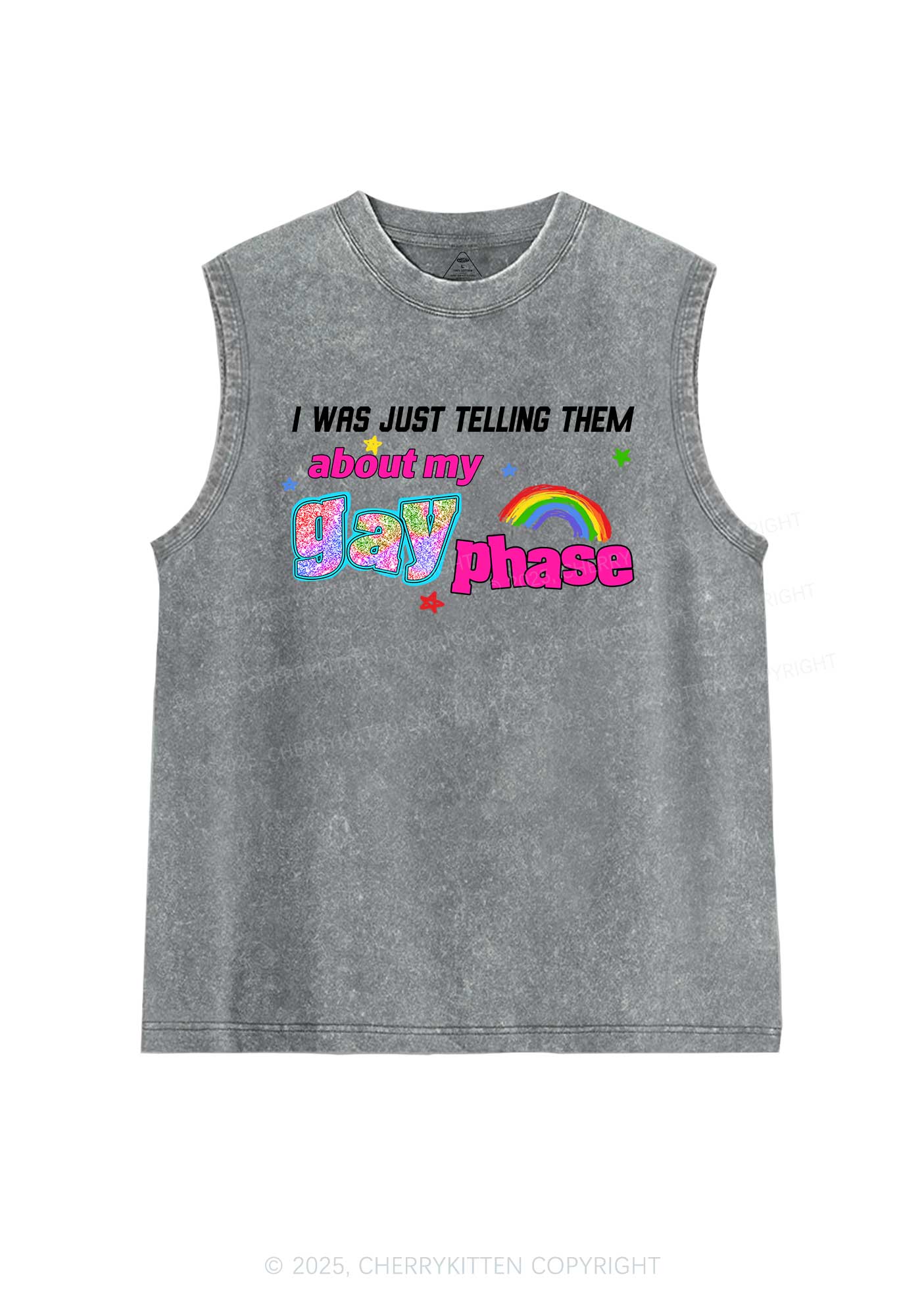 My Gay Phase Pride Y2K Washed Muscle Tank Cherrykitten