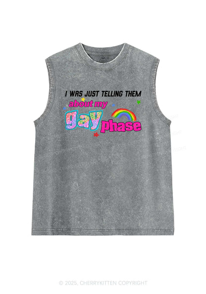 My Gay Phase Pride Y2K Washed Muscle Tank Cherrykitten