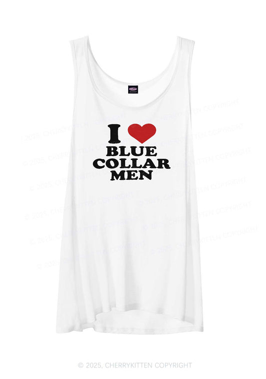 I Love Blue Collar Men Y2K Sheer Boyfriend Tank Cherrykitten