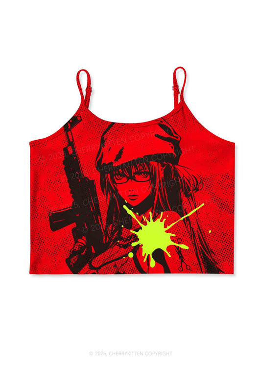 Neon Shot Y2K Print Cami Crop Top Cherrykitten