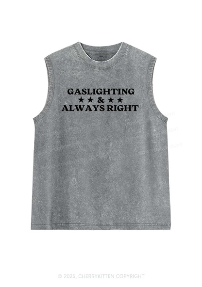 Gaslighting Always Right Y2K Washed Muscle Tank Cherrykitten
