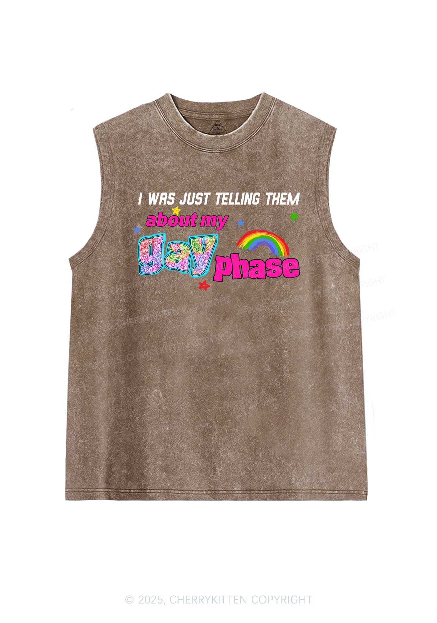 My Gay Phase Pride Y2K Washed Muscle Tank Cherrykitten