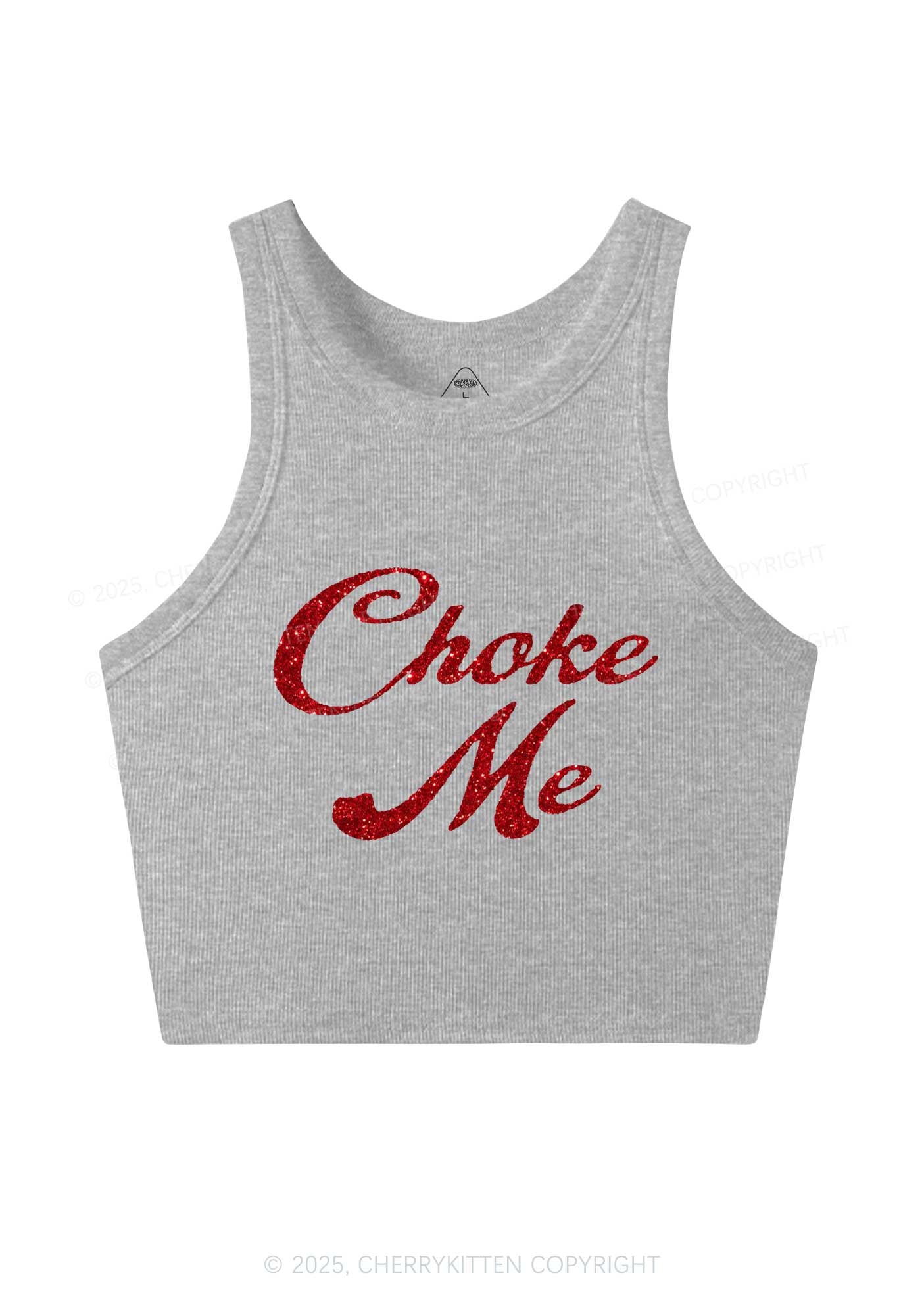 Glitter Choke Me Y2K Crop Tank Top Cherrykitten