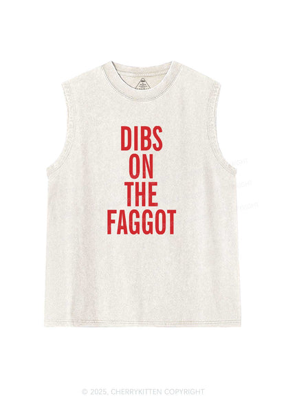 Dibs On The Faggot Pride Y2K Washed Muscle Tank Cherrykitten