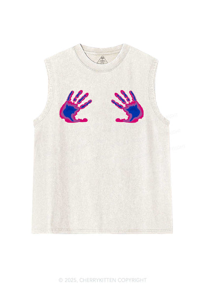 Bisexual Thermal Hands Pride Y2K Washed Muscle Tank Cherrykitten