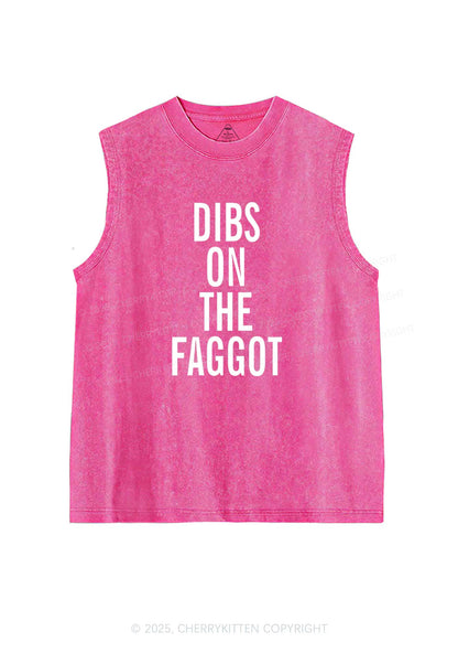Dibs On The Faggot Pride Y2K Washed Muscle Tank Cherrykitten