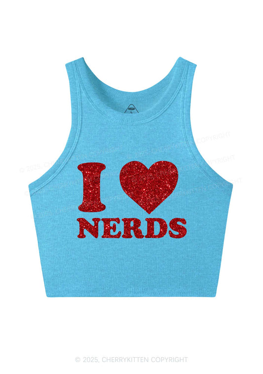 Glitter I Love Nerds Y2K Crop Tank Top Cherrykitten
