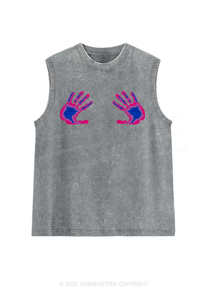 Bisexual Thermal Hands Pride Y2K Washed Muscle Tank Cherrykitten