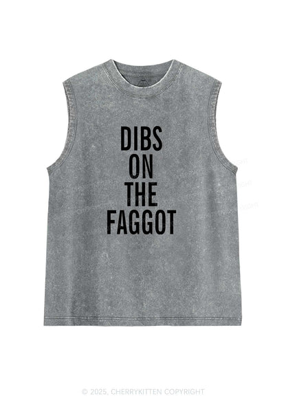 Dibs On The Faggot Pride Y2K Washed Muscle Tank Cherrykitten