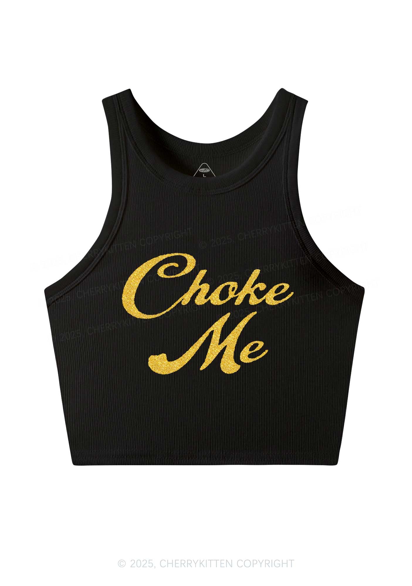 Glitter Choke Me Y2K Crop Tank Top Cherrykitten