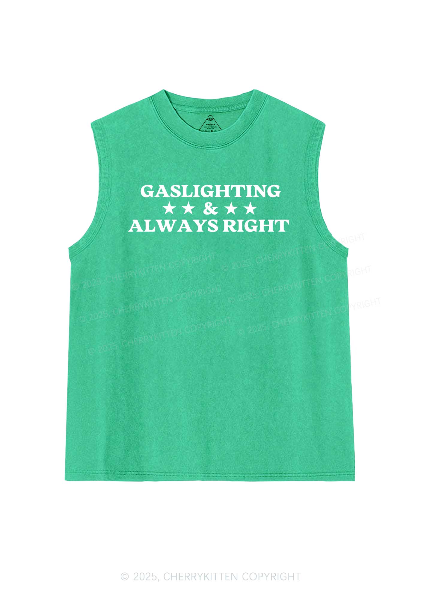 Gaslighting Always Right Y2K Washed Muscle Tank Cherrykitten