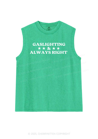 Gaslighting Always Right Y2K Washed Muscle Tank Cherrykitten