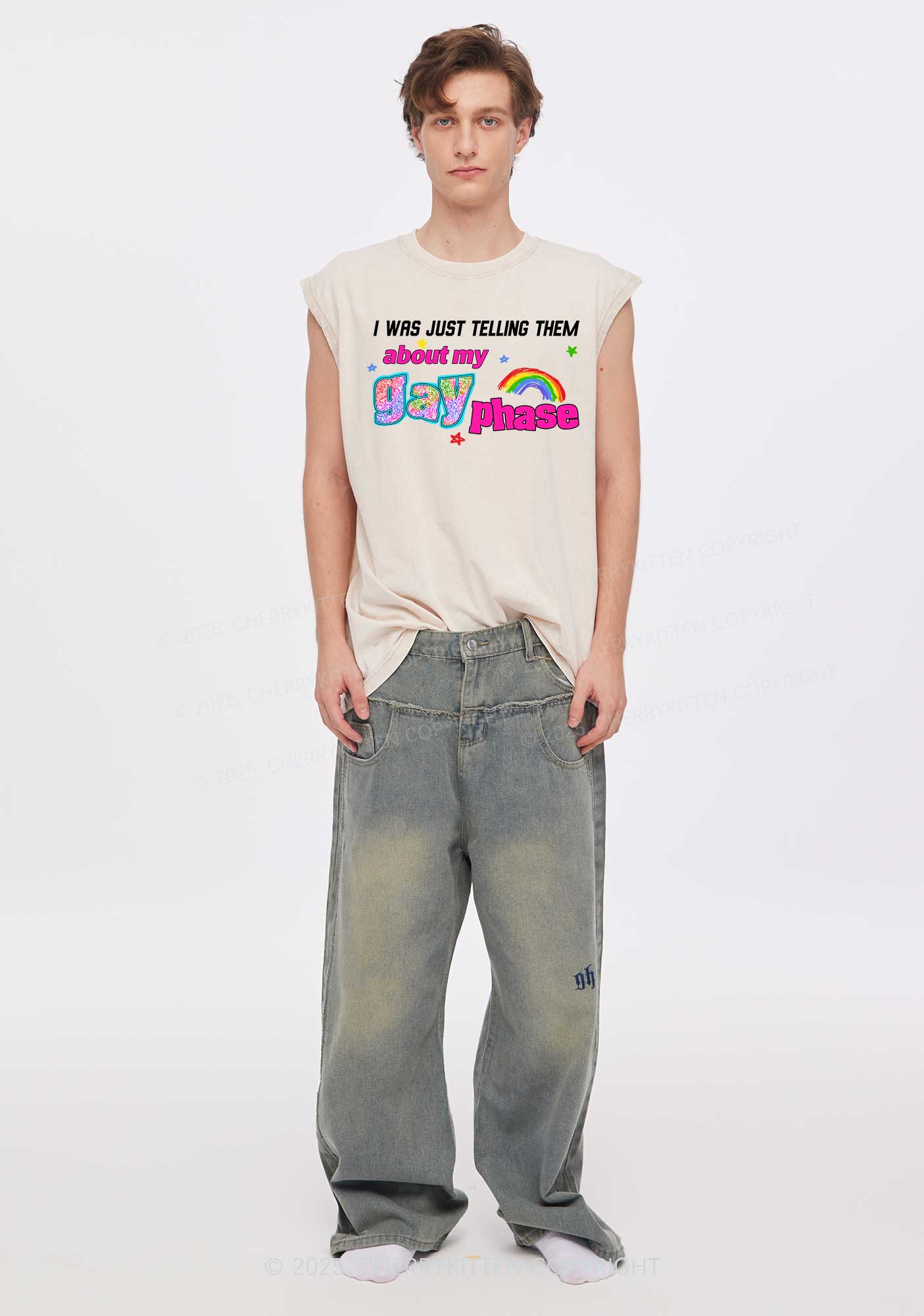 My Gay Phase Pride Y2K Washed Muscle Tank Cherrykitten