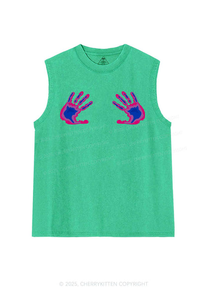 Bisexual Thermal Hands Pride Y2K Washed Muscle Tank Cherrykitten
