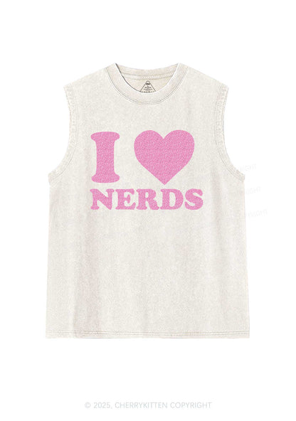 Glitter I Love Nerds Y2K Washed Muscle Tank Cherrykitten