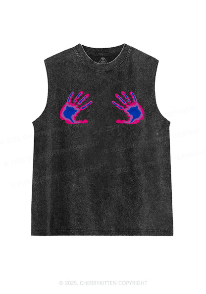 Bisexual Thermal Hands Pride Y2K Washed Muscle Tank Cherrykitten