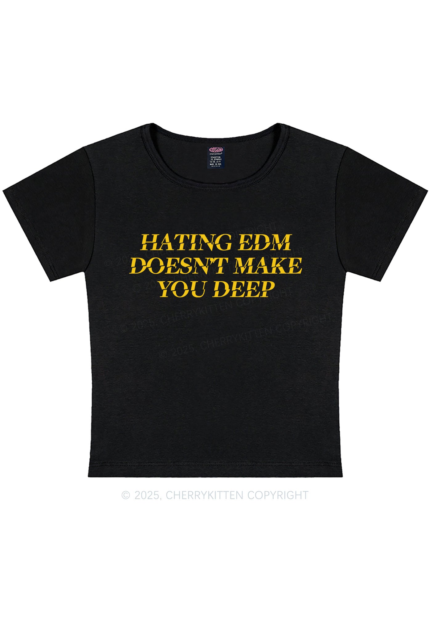Hating Edm Y2K Baby Tee Cherrykitten