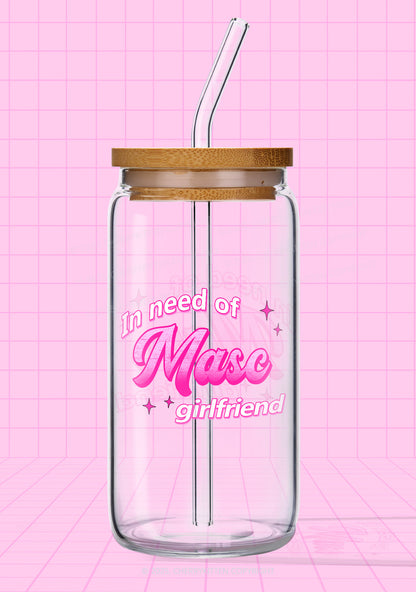 Need Masc Girlfriend Pride Y2K Printed Glass Cup Cherrykitten