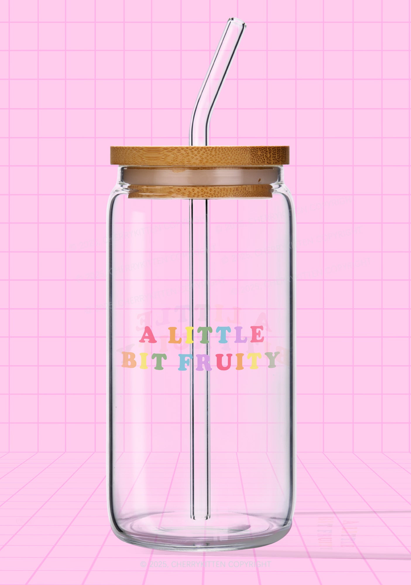 Bit Fruity Pride Y2K Printed Glass Cup Cherrykitten