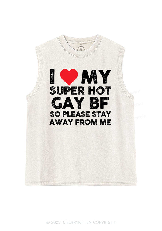 I Love My Hot BF Pride Y2K Washed Muscle Tank Cherrykitten