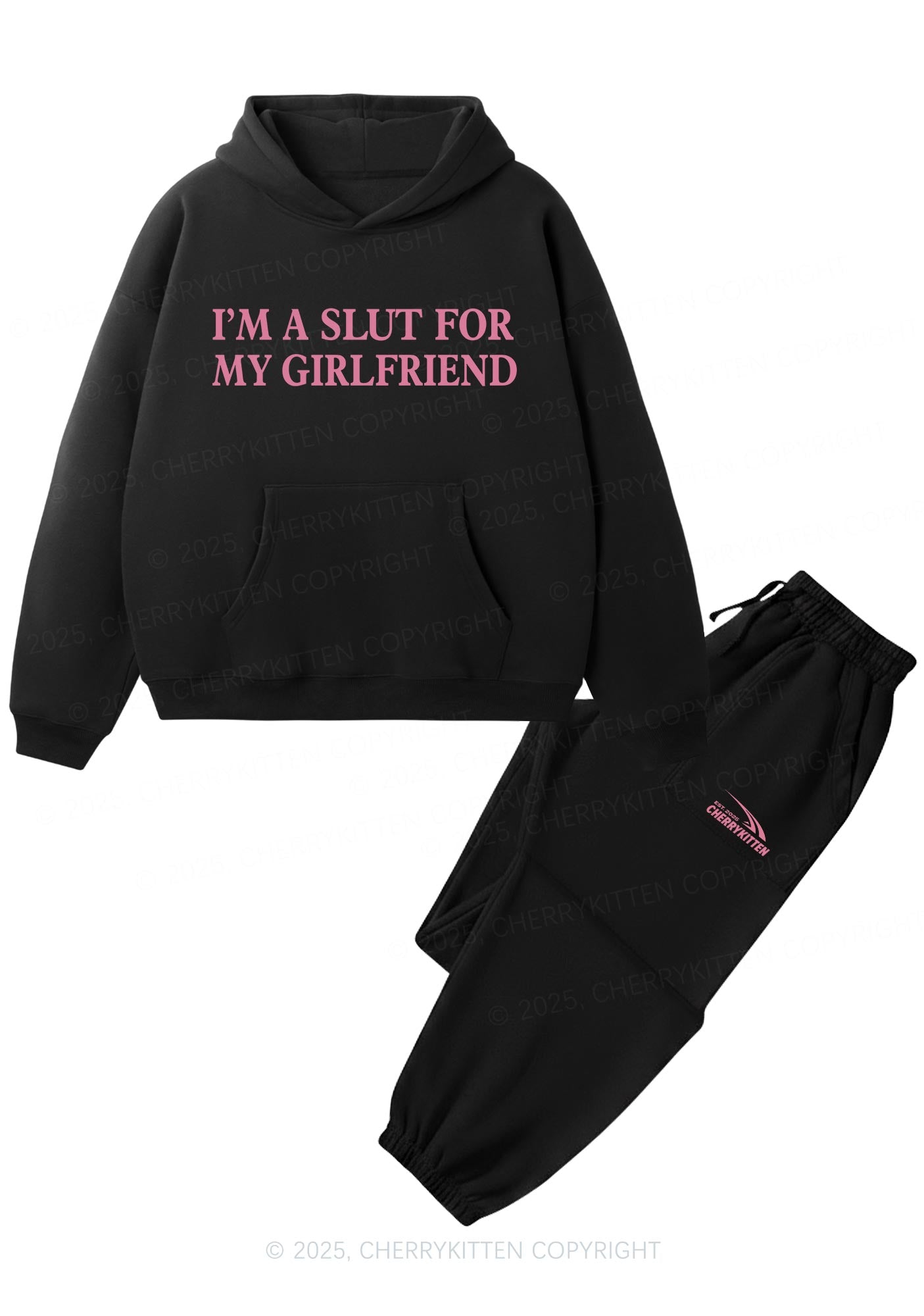Slxt For My Girlfriend Y2K Fleece Hoodie Set Cherrykitten