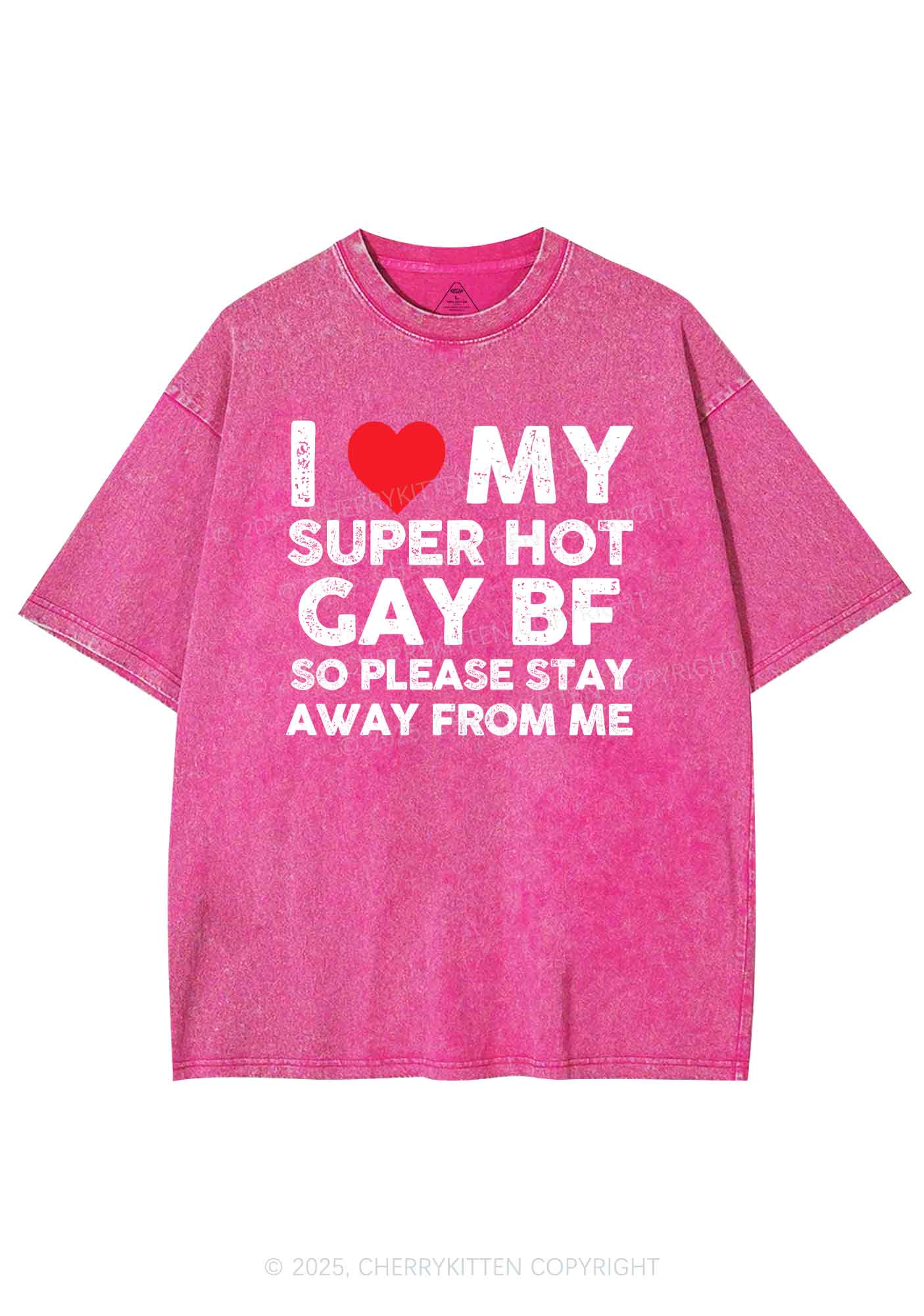 I Love My Hot BF Pride Y2K Shirts Washed Tee Cherrykitten