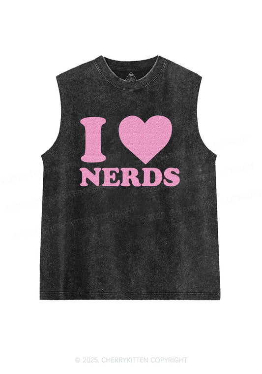 Glitter I Love Nerds Y2K Washed Muscle Tank Cherrykitten