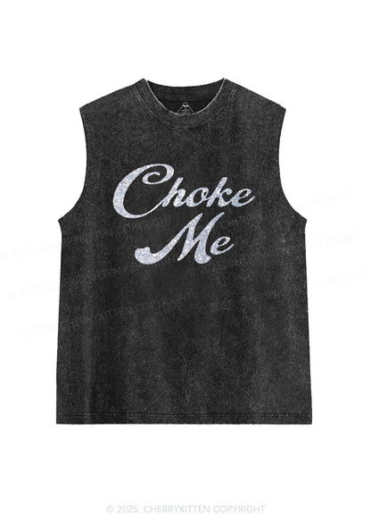 Glitter Choke Me Y2K Washed Muscle Tank Cherrykitten