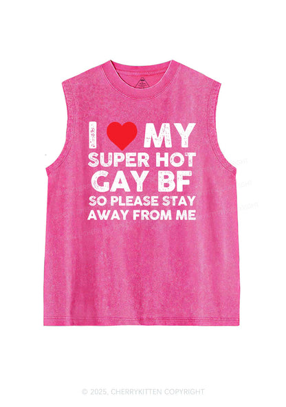 I Love My Hot BF Pride Y2K Washed Muscle Tank Cherrykitten