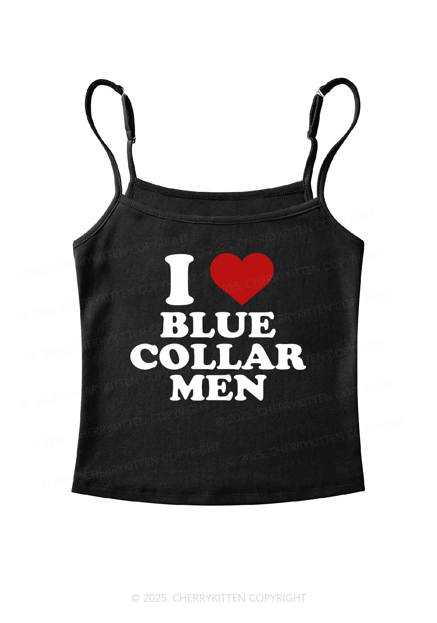 I Love Blue Collar Men Y2K Spaghetti Strap Cami Cherrykitten