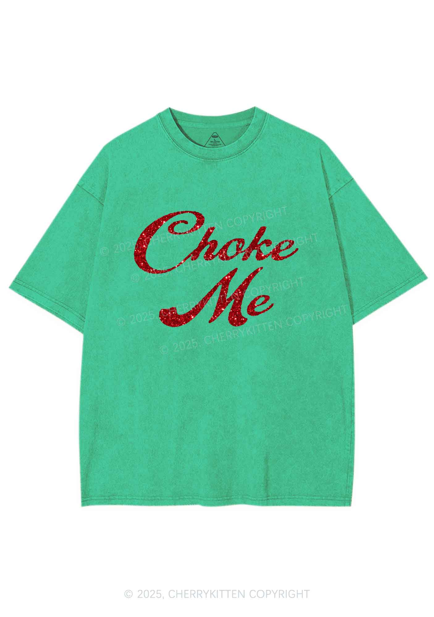 Glitter Choke Me Y2K Shirts Washed Tee Cherrykitten