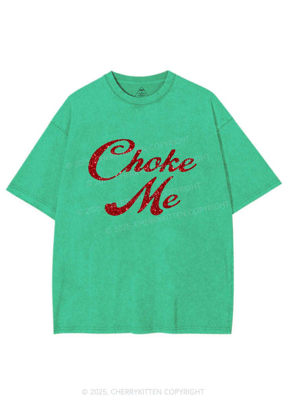 Glitter Choke Me Y2K Shirts Washed Tee Cherrykitten