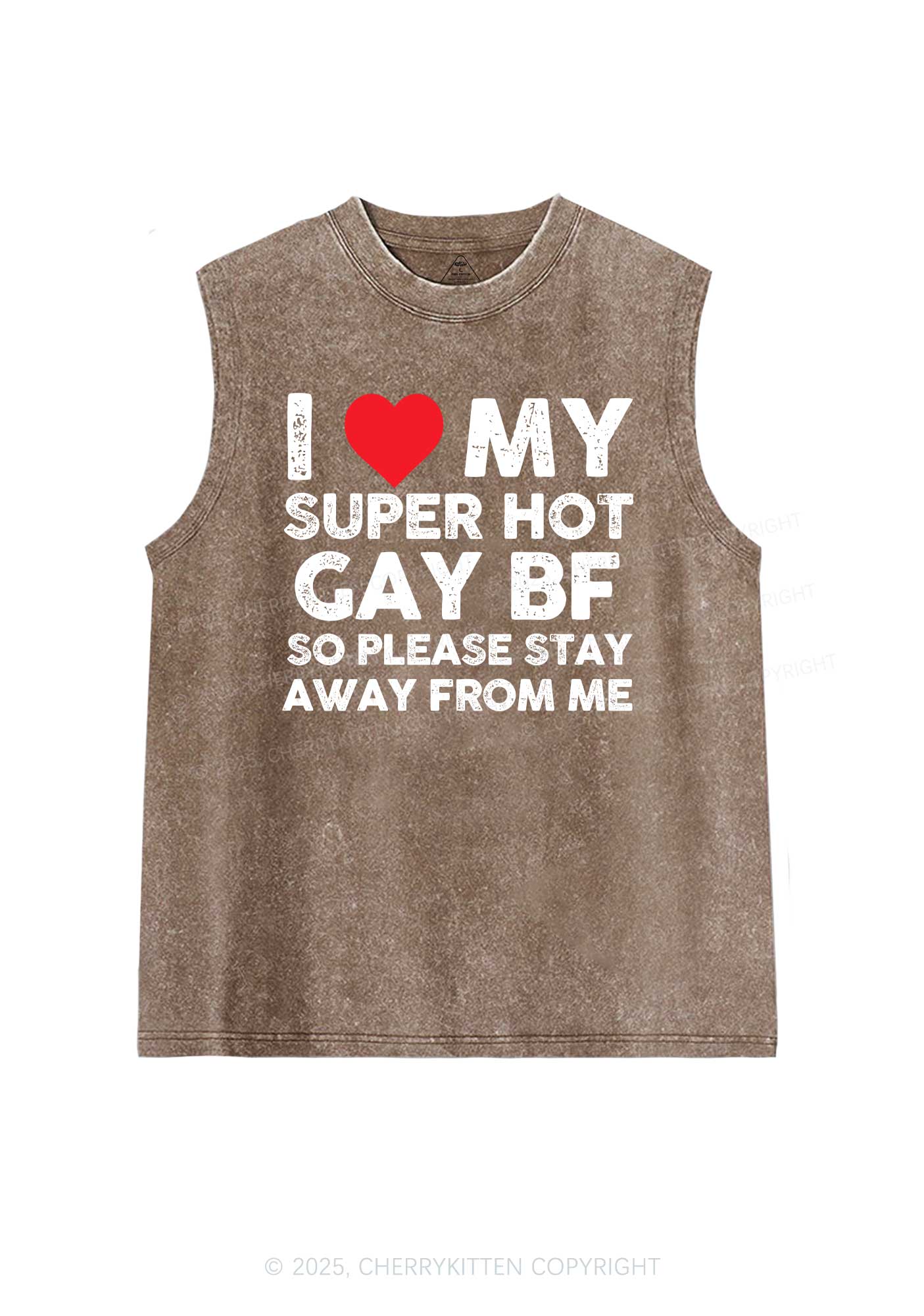 I Love My Hot BF Pride Y2K Washed Muscle Tank Cherrykitten