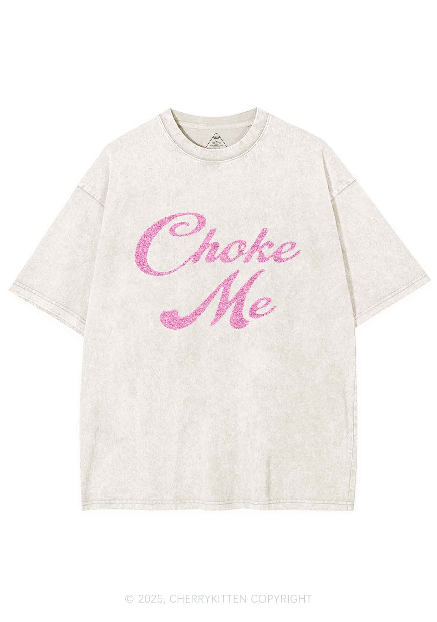 Glitter Choke Me Y2K Shirts Washed Tee Cherrykitten
