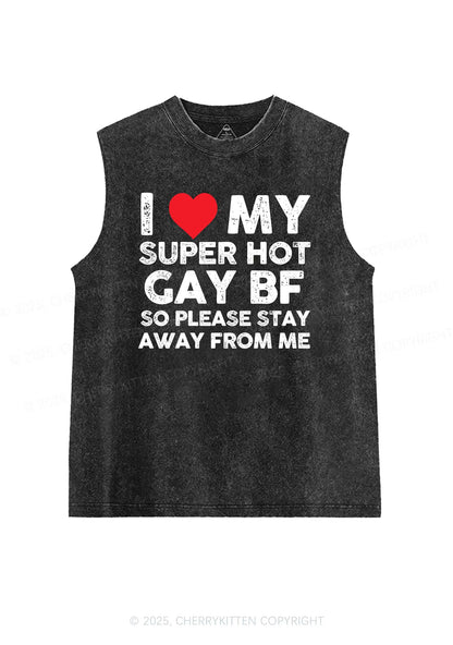I Love My Hot BF Pride Y2K Washed Muscle Tank Cherrykitten