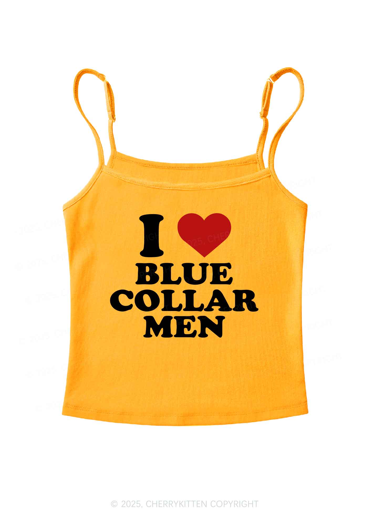 I Love Blue Collar Men Y2K Spaghetti Strap Cami Cherrykitten