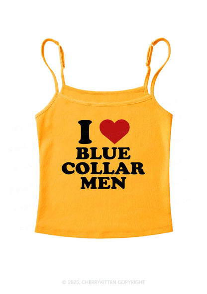 I Love Blue Collar Men Y2K Spaghetti Strap Cami Cherrykitten