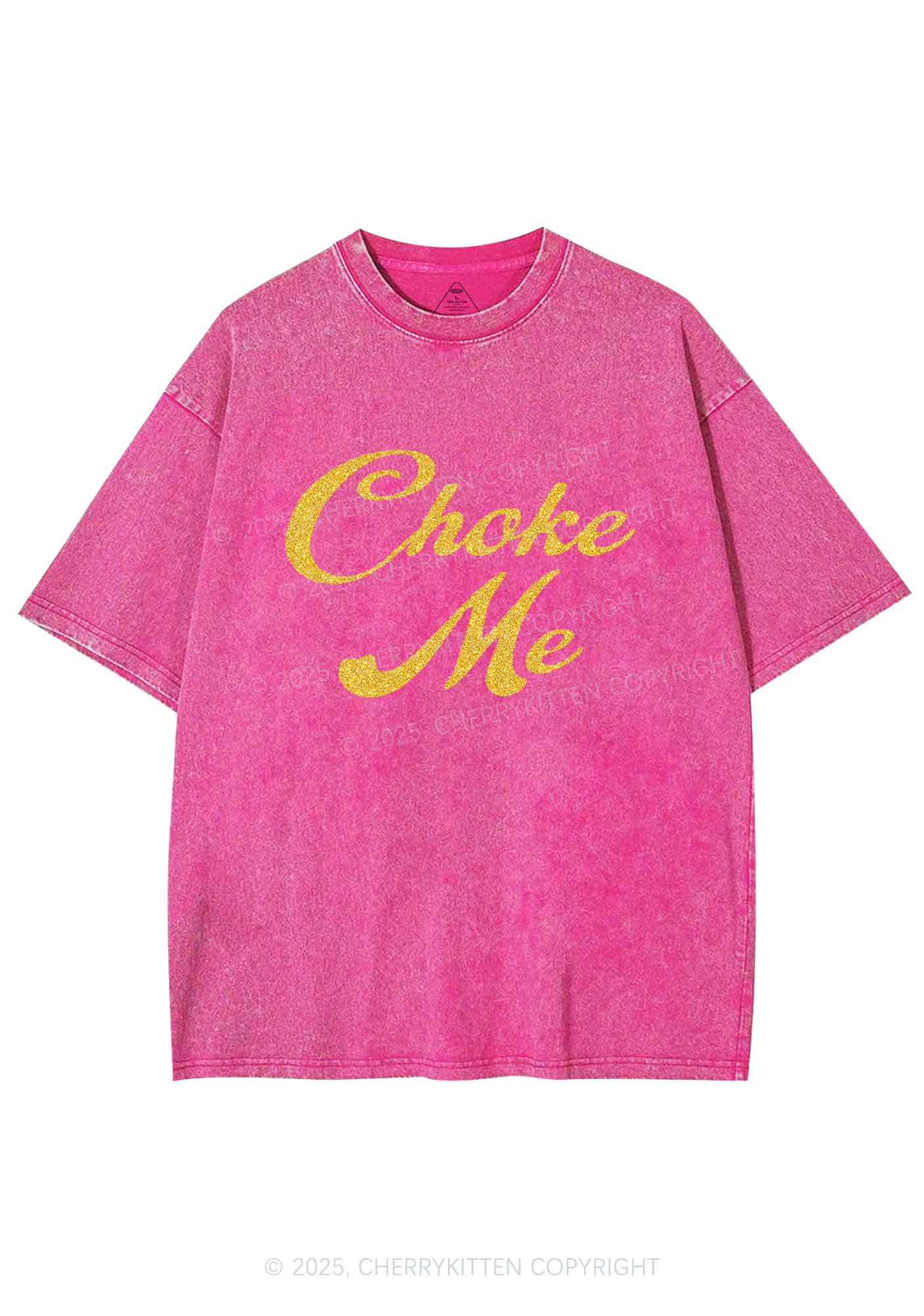 Glitter Choke Me Y2K Shirts Washed Tee Cherrykitten