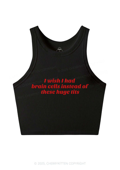 I Wish Brain Cells Y2K Crop Tank Top Cherrykitten