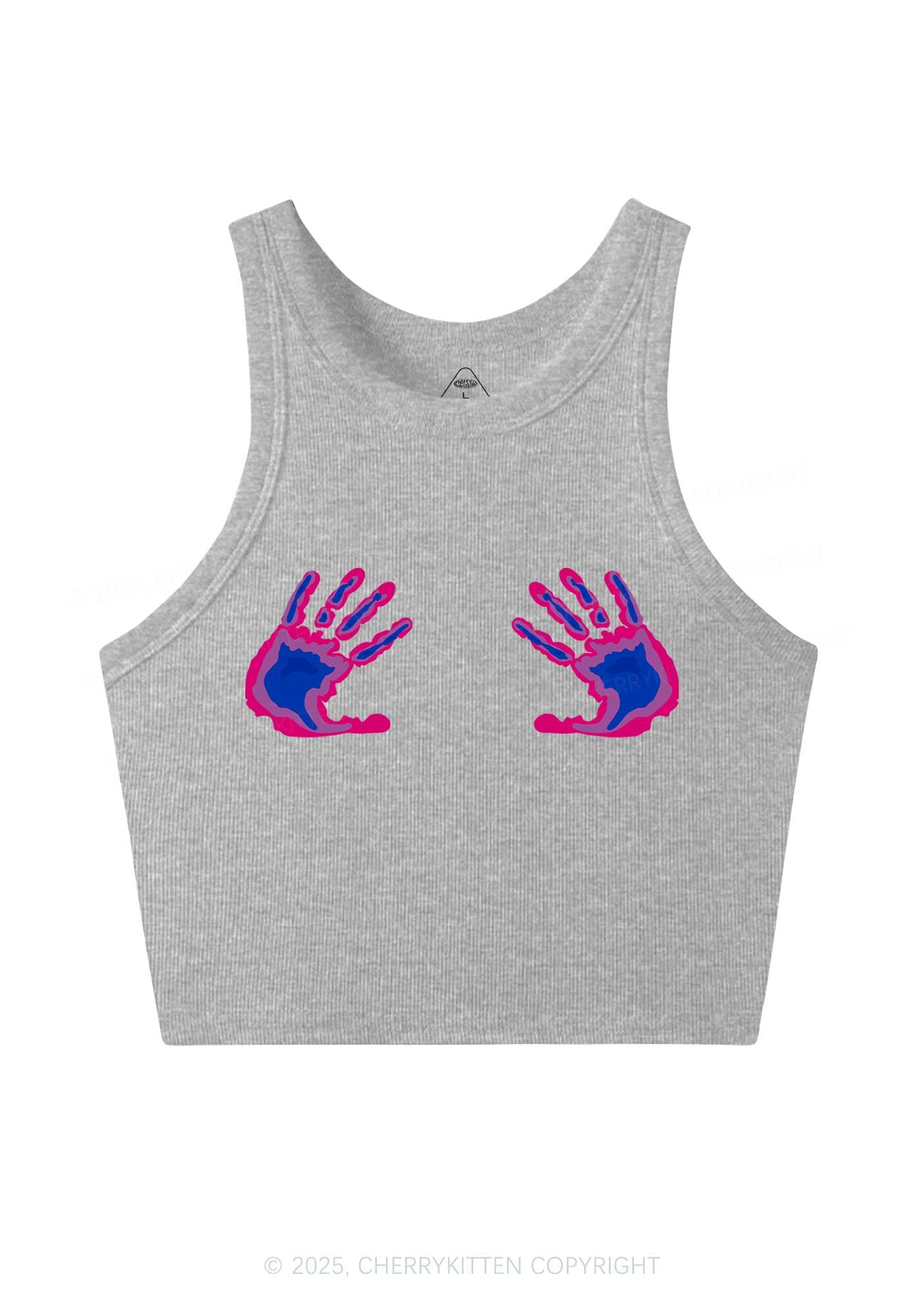 Bisexual Thermal Hands Pride Y2K Crop Tank Top Cherrykitten