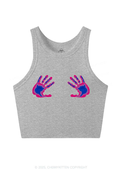 Bisexual Thermal Hands Pride Y2K Crop Tank Top Cherrykitten